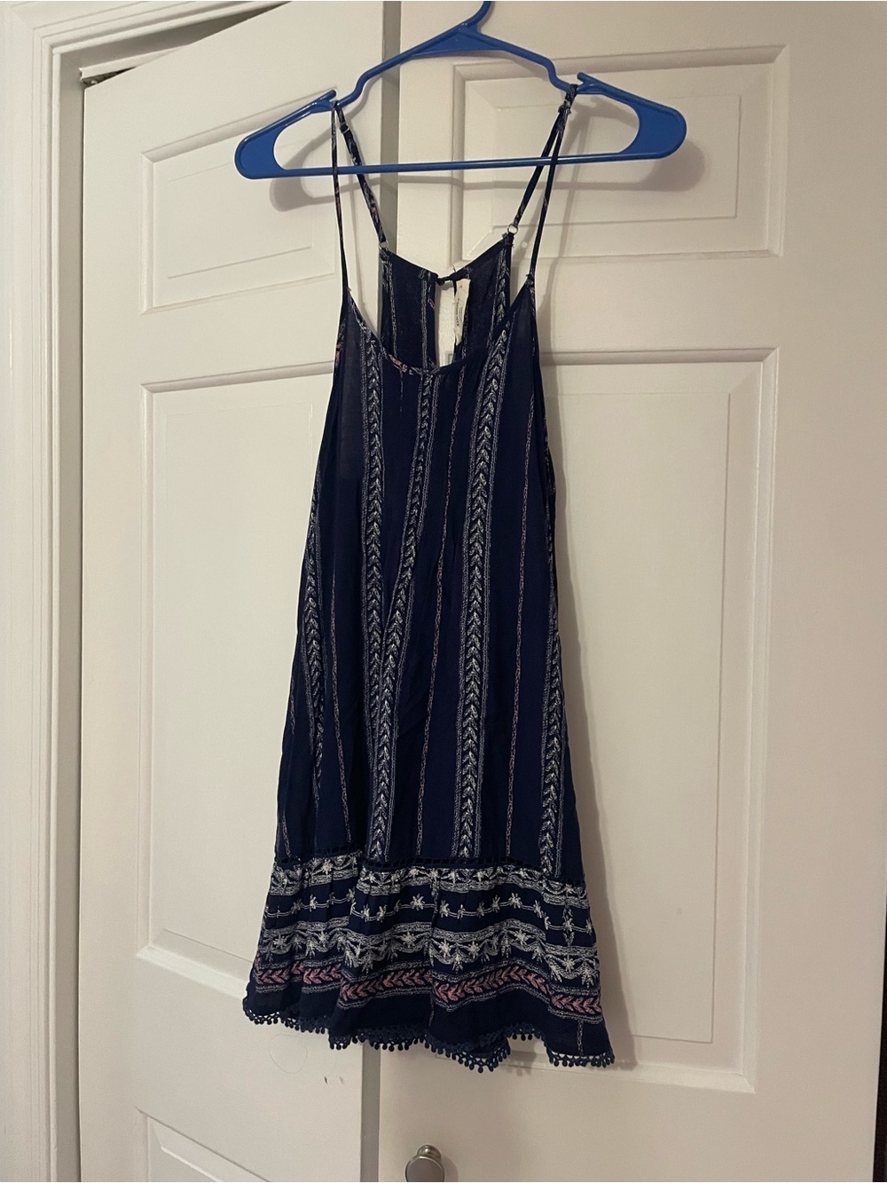 Ocean Drive Navy Blue Striped Design Sundress